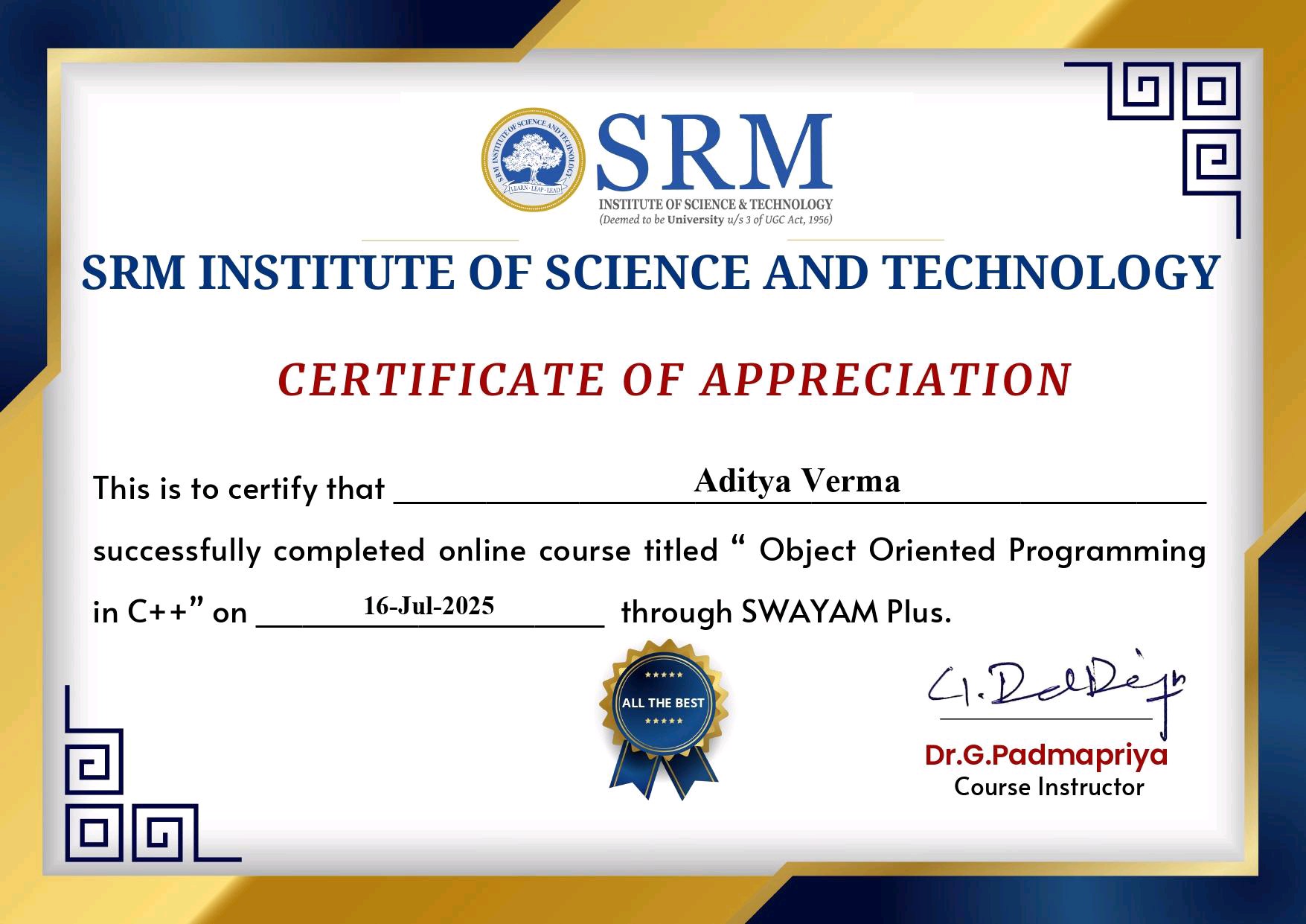 Object-Oriented Programming (C++)