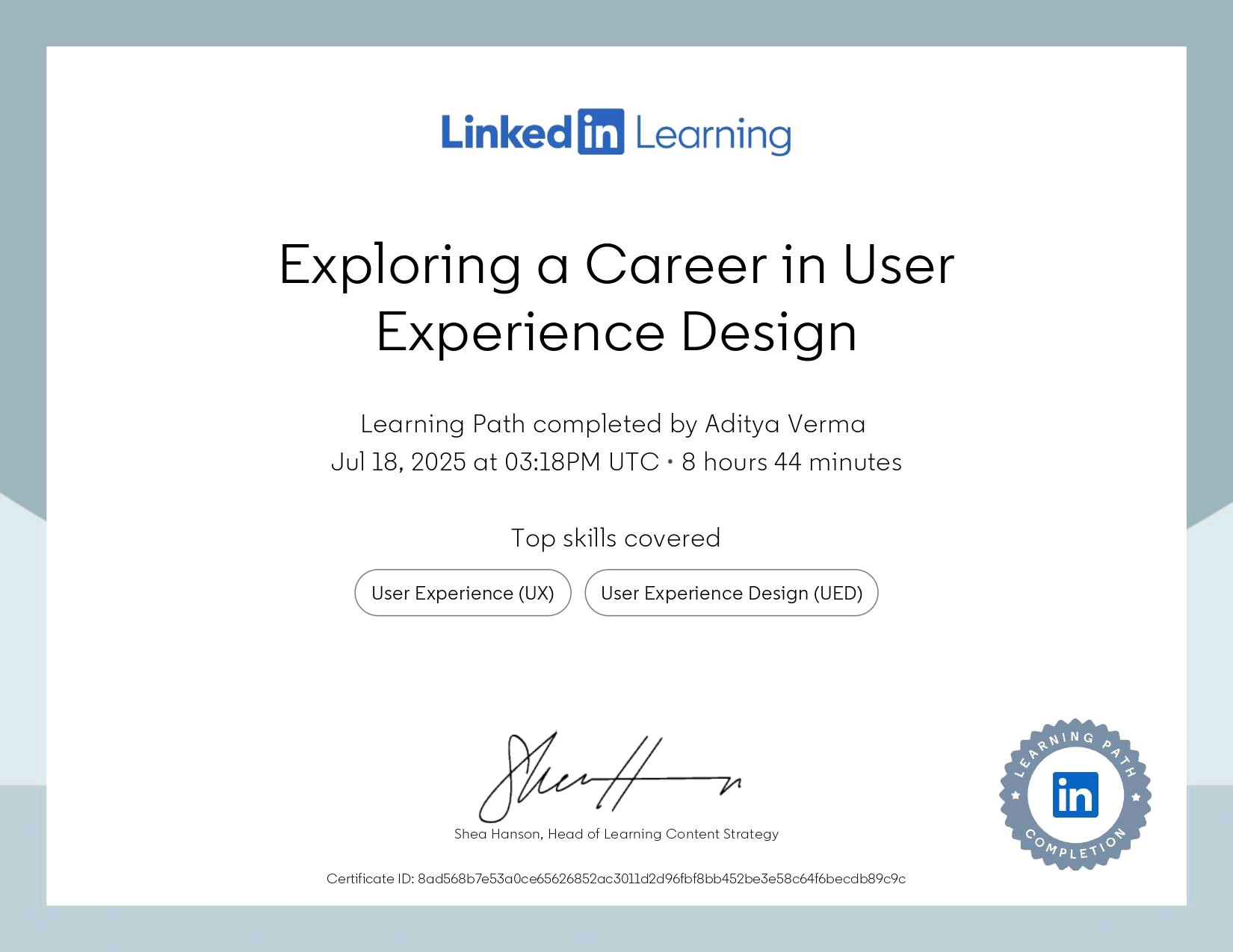 User Experience Design (LinkedIn Learning)